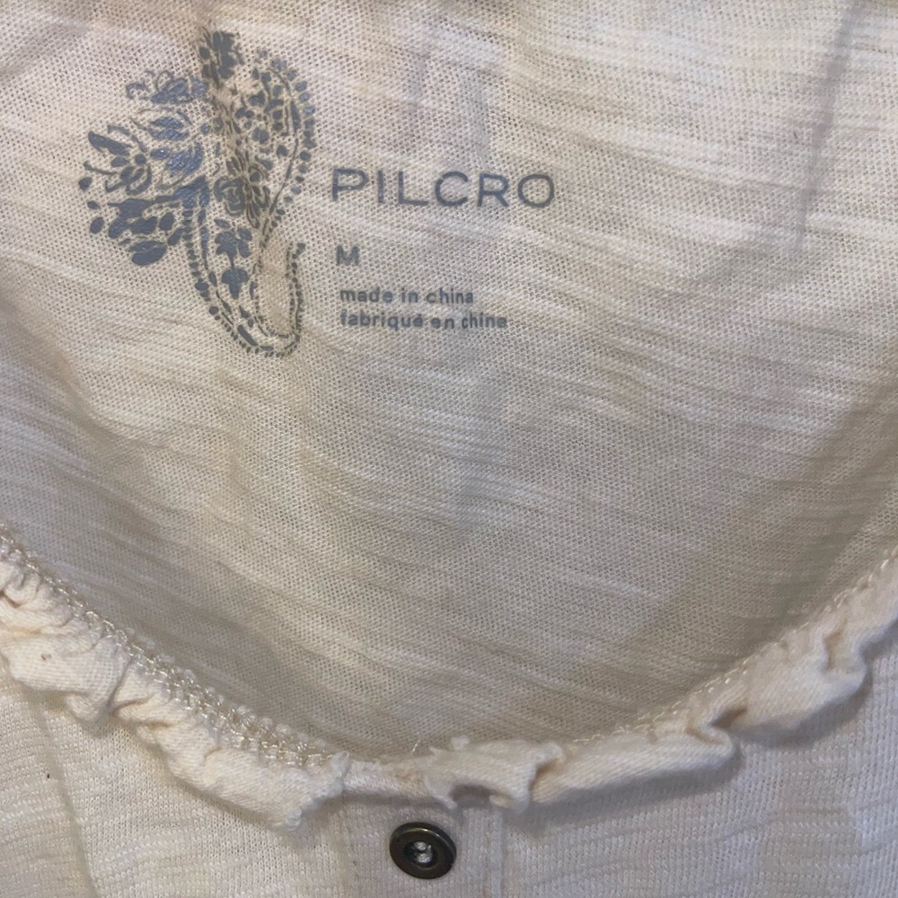 Anthropologie Pilcro Chrissy Babydoll Ruffle Cream Top - Picture 3 of 3